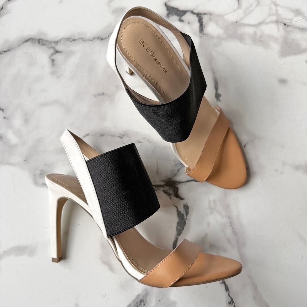 BCBGeneration Colorblock Slingback Heels Size 8